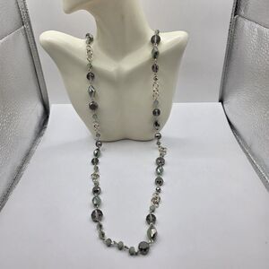 Necklace Signed Initials (N.W.T.) Sage Green Iridescent 36" + 3"